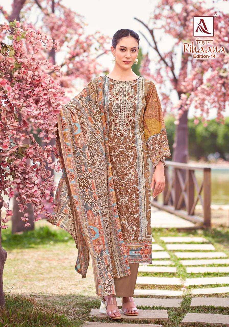 Alok suit rihaana 14 karachi cotton dress material wholesale